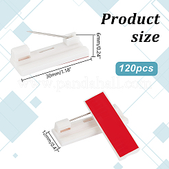 鉄ピン付きプラスチック粘着バックバーピン120個  ID名札やクラフト用  ホワイト  12x30x6mm&nbsp;FIND-PH0018-41B