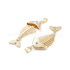 ラックメッキ合金エナメルビッグペンダント  ナザールボンジュウのチャームを持つ魚  カドミウムフリー＆ニッケルフリー＆鉛フリー  ゴールドカラー  ミックスカラー  54x20x6mm  穴：6.5x4mm&nbsp;FIND-C050-08G