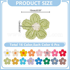 96Pcs 16 Colors Flower Computerized Embroidery Cloth Iron On Patches&nbsp;PATC-AR0001-17
