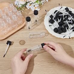 ペットプラスチックミニ詰め替えボトル  ブラシで  トラベルボトル  化粧品用  クリーム  ローション  透明  7.85x2.95cm  容量：30ml（1.01fl.oz）&nbsp;MRMJ-WH0112-04