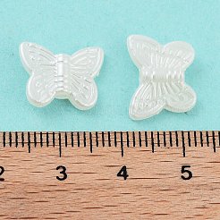 ABS プラスチック模造パールビーズ  蝶  ホワイト  11x14x4mm  穴：2mm  約2173個/500g&nbsp;MACR-K350-11