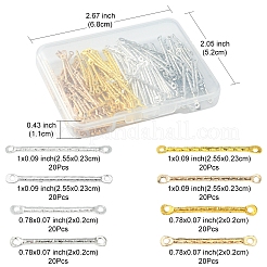 160スタイルの鉄製コネクターチャーム8個。  長方形バー リンク  DIYのジュエリーには  ミックスカラー  20~25.5x2~2.3x1~1.2mm  穴：1mm  20個/スタイル&nbsp;IFIN-FS0001-20