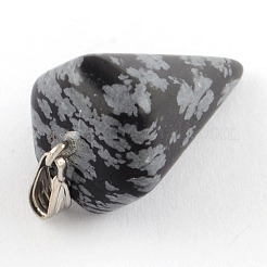 Natural Snowflake Obsidian Stone Pendants with Platinum Plated Iron Findings&nbsp;G-R278-71