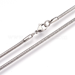 変色しにくい304ステンレススチールネックレス  スネークチェーン  ステンレス鋼色  29.7インチ（75.5cm）  2.4mm&nbsp;NJEW-G313-09P