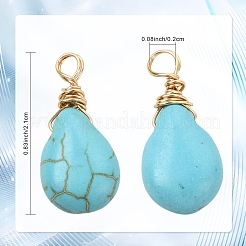 30Pcs Dyed Synthetic Turquoise Pendants&nbsp;PALLOY-YW00132