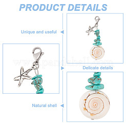 16Pcs 8 Styles Natural Shell & Synthetic Turquoise Chip Pendant Decorations&nbsp;HJEW-GO00036