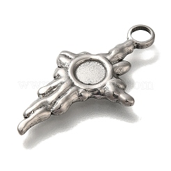 304ステンレススチールペンダントカボションセッティング  剣  アンティークシルバー  トレイ：4.5mm  28x15x2mm  穴：2.8mm&nbsp;STAS-H223-24AS