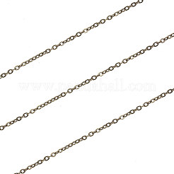 真鍮被覆鉄アズキチェーン  溶接されていない  スプールで  アンティークブロンズ  1.4x1.5x0.2mm&nbsp;CH-CJ0001-02AB