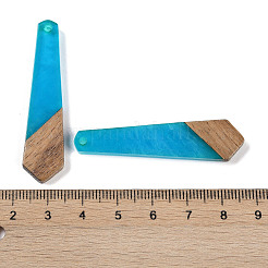 レジン＆ウッドパーツ  ネクタイ型チャーム  ドジャーブルー  49x12x3.5mm  穴：2mm&nbsp;WOOD-F015-05G