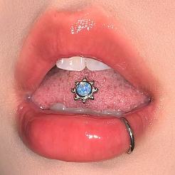 Sun 316L Surgical Stainless Steel with Synthetic Opal Tongue Rings&nbsp;FS-WGFD6E3-10