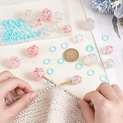 16Pcs 4 Styles Cornerless Cube & Round Silicone Knitting Needle Stoppers&nbsp;DIY-GO0001-91