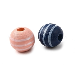 印刷されたシマウッドビーズ  ストライプラウンド  ミックスカラー  10mm  穴：2.5mm&nbsp;WOOD-L022-03A-02