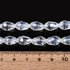 透明な涙滴型のガラスビーズ連売り  多面カット  透明  11~12x7.5~8mm  穴：1~1.2mm  約57個/連  25.98~26.18''（66~66.5センチメートル）&nbsp;GLAA-T025-79C-01