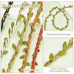 5 Bundles 5 Colors Wax Cotton Knitted Cord with Leaf Trimming&nbsp;OCOR-GA0001-65