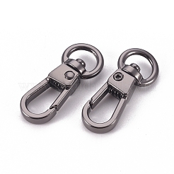 合金回転式ナスカン  スイベルスナップフック  ガンメタ色  31.5x12.5x6mm  穴：4.5x8.5mm&nbsp;PALLOY-WH0070-29B