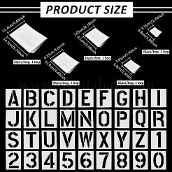 5袋、5種類の文字（A～Z）と数字、0~9種類のペット用プラスチック製くり抜き絵用ステンシルテンプレート  ホワイト  48~147x31.5~114x0.3mm  36個/袋  1バッグ/スタイル&nbsp;DIY-NB0015-23