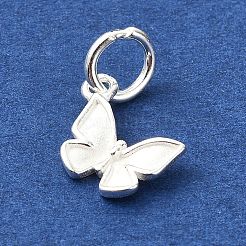スターリングシルバーの蝶チャーム925個  丸カン＆スタンプ925個付き  銀  8x10x1mm  穴：4mm&nbsp;STER-M119-14S