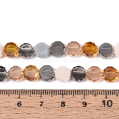 電気メッキガラスビーズセット  フラットラウンド  多面カット  ゴールデンロッド  7.5~8x4~5mm  穴：1~1.4mm  約25~27個/連  7.28~7.48インチ（18.5~19cm）&nbsp;EGLA-N022-03A-A03