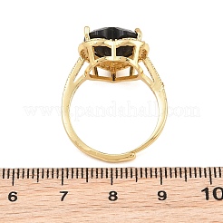 Heart Brass Micro Pave Cubic Zirconia Cuff Open Rings for Women&nbsp;CU-CBA0A21-02G