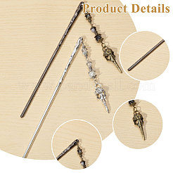 2Pcs 2 Colors Alloy & Glass Hair Sticks&nbsp;OHAR-CA00001