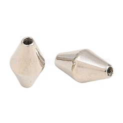 真鍮ビーズ  双円錐形  ラックめっき  長持ちメッキ  鉛フリー＆カドミウムフリー  プラチナ  15x8mm  穴：1.6mm&nbsp;KK-CBA5CB0-45P