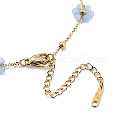 Glass and ABS Plastic Flower Link Chain Necklaces&nbsp;NJEW-H041-05G-02