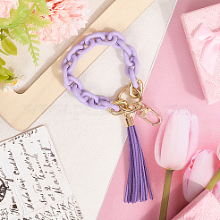 2Pcs Acrylic & Zine Alloy & PU Pendant Decoration&nbsp;KEYC-CL0001-44C