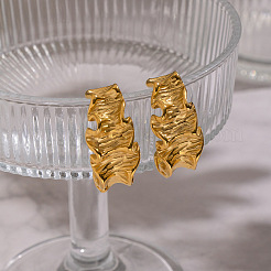 Wrinkled C-Shaped 304 Stainless Steel Stud Earrings&nbsp;SF8880