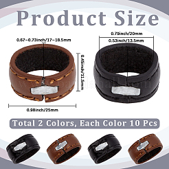 牛革ベルトループリング 2色 20個  ミックスカラー  25x17~18.5x11.5mm  内径：13.5x20mm  10個/カラー&nbsp;DIY-GF0013-20B