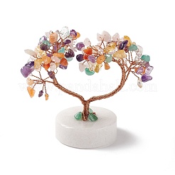 Natural Gemstone Chips and Natural White Jade Pedestal Display Decorations&nbsp;DJEW-G027-14RG