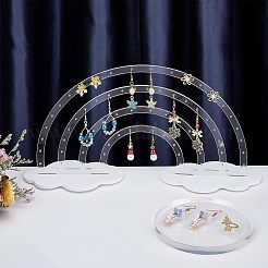 アクリルイヤリングディスプレイスタンド  レインボー  ホワイト  8.9x34x17.2cm  3個/セット&nbsp;EDIS-WH0029-11B