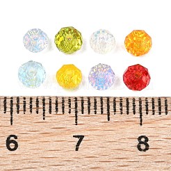 電気メッキK9ガラスビーズ  模造オーストリアクリスタルビーズ  ロンデル  多面カット  ミックスカラー  4x4mm  穴：1mm&nbsp;GL-CBAB80E-02