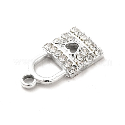 合金ラインストーンペンダント  ハートチャームをくり抜いたプラチナトーンのロック  クリスタル  21x11x3mm  穴：2.2mm&nbsp;ALRI-C007-50P