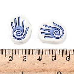手作りの陶器ビーズ  ヤシ  ブルー  20x16.5x7.5mm  穴：2.5mm&nbsp;PORC-D025-02C