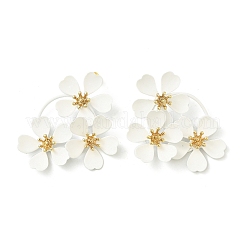 合金スタンドピアス  花  ホワイト  53x41mm&nbsp;LS-EJEW-K304-06