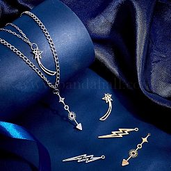 12個 6スタイル 201ステンレススチールペンダント  レーザー切断  ミックスカラー  29.5~42x8.5~10.5x1mm  穴：1.4~1.6mm  2個/スタイル&nbsp;STAS-UN0034-04