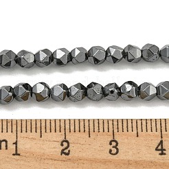 非磁性合成ヘマタイトビーズ連売り  多面カット  スターカットラウンドビーズ  4mm  穴：1mm  約103個/連  15.75''（40センチメートル）&nbsp;G-I365-17