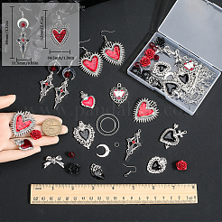 DIY Gothic Heart Brass & Alloy Enamel Dangle Earring Making Kits&nbsp;DIY-SC0026-61