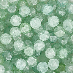 2連売りクラックルガラスビーズ連売り  染め＆加熱  艶消し  ラウンド  薄緑  8mm  穴：1.2mm  約50~51個/連  15.35インチ（39cm）&nbsp;GLAA-LT0001-01A