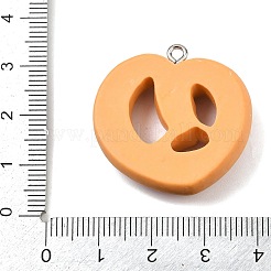 不透明樹脂ペンダント  模造パン  プレッツェル  プラチナトーンループ付き  チョコレート  30x30x8.5mm  穴：2mm&nbsp;FIND-I071-02