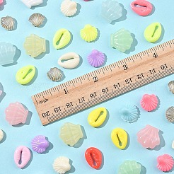 100個5スタイルアクリルビーズ  模造貝スタイル  シェル形状  ミックスカラー  10.5~17.9x12~19.5x4~7.2mm  穴：1.6~3.8mm  20個/スタイル&nbsp;OACR-YW0002-23