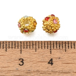 めっき合金ビーズラック  カラフルなガラスで  鉛フリー＆カドミウムフリー  ラウンド  18KGP本金メッキ  6x6mm  穴：1.8mm&nbsp;FIND-A045-02A-G
