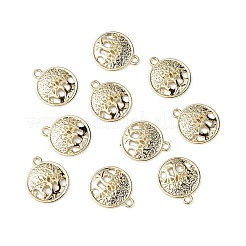 合金ペンダント  ツリーチャーム付きフラットラウンド  ゴールドカラー  19x16x2mm  穴：2mm&nbsp;PALLOY-K001-32