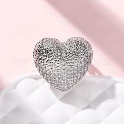 Brass Micro Pave Cubic Zirconia Adjustable Open Cuff Rings for Women&nbsp;RJEW-A072-02P