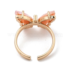 Butterfly Rack Plating Brass Micro Pave Cubic Zirconia Rings&nbsp;RJEW-S243-01KCG