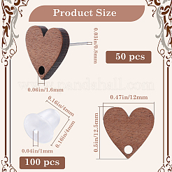50Pcs Wood Stud Earring Finding&nbsp;FIND-SP0001-19C