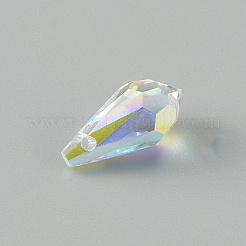 ガラスチャーム  ABカラー  多面カット  ティアドロップ  クリアAB  13.5x6.5mm  穴：1.2mm&nbsp;GLAA-WH0031-42C