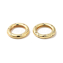 Brass Pave Clear Cubic Zirconia Spring Gate Rings&nbsp;KK-J301-15G