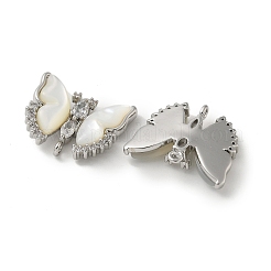 Brass Clear Cubic Zirconia Connector Charms&nbsp;KK-R210-11P-01