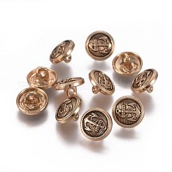 合金シャンクボタン  アンカー付きのフラットラウンド  アンティーク黄金  11.5x7.5mm  穴：2mm&nbsp;BUTT-WH0014-06A